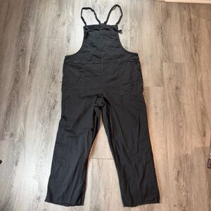 Aerie Overalls Womens Large Black Tie Strap Relaxed One Piece Casual Jumpsuit